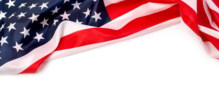American flag on white background