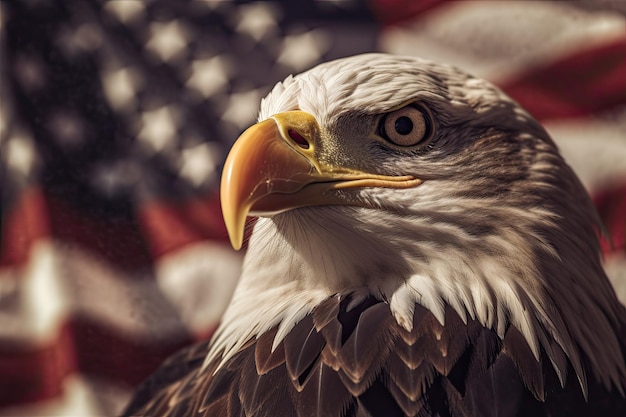 American flag with eagle symbolizing strength power of USA Independence Day 4 July celebration Generative AI