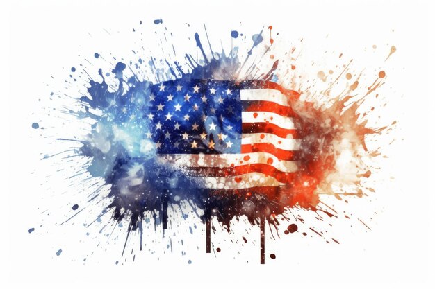 An american flag with paint splatters on it