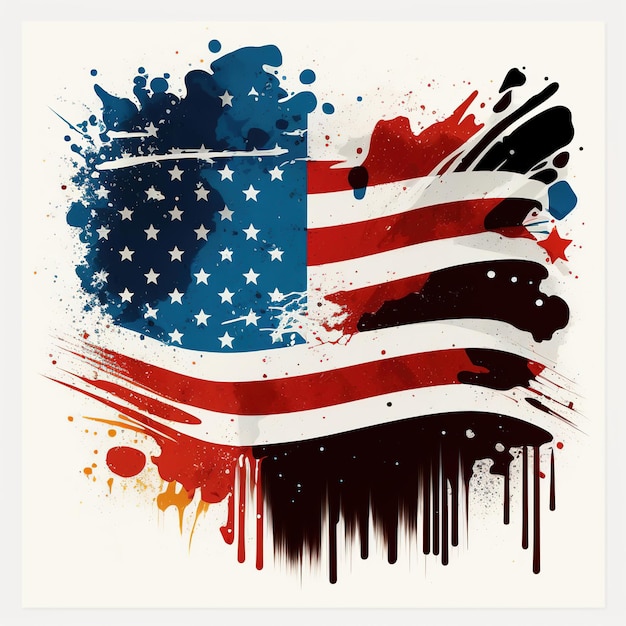 Американский флаг с красно-бело-синим фоном