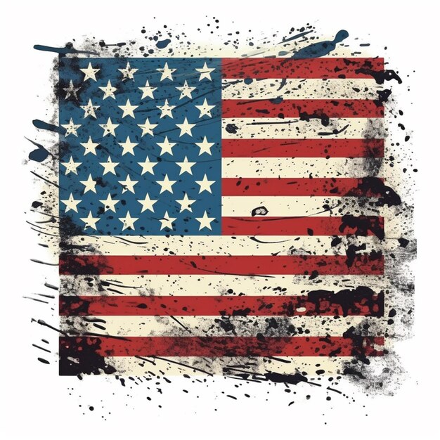 an american flag with splats and paint on it generative ai