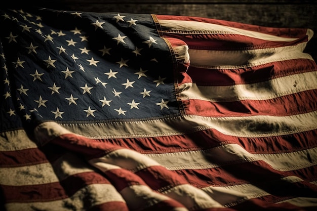 American flag with stripes in the background representing independence from foreign rule