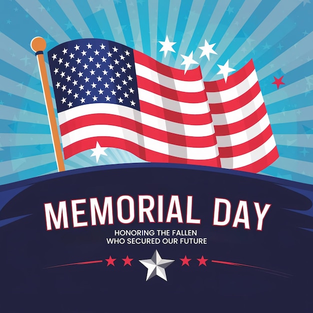 메모리얼 데이 (Memorial Day) 라는 글이 담긴 미국 발.