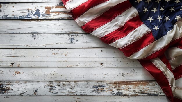 American Flag on Wooden Background on Memorial Day