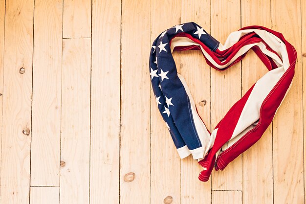 American flag on a wooden background