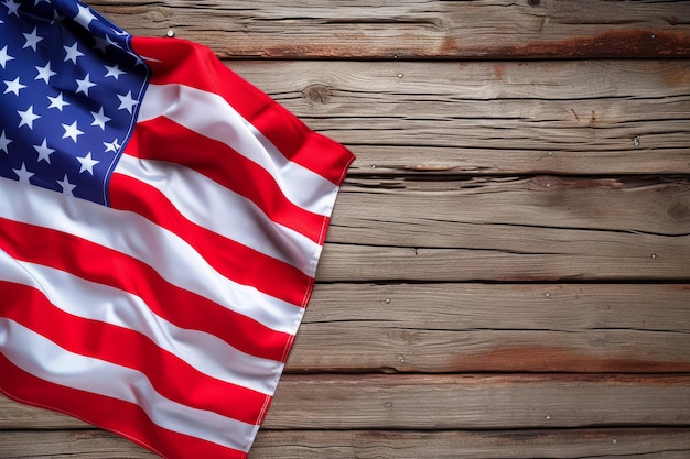 American flag on a wooden background