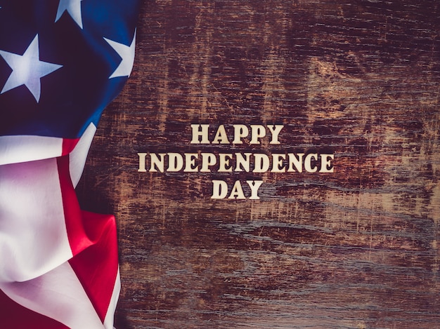 American flag on a wooden table