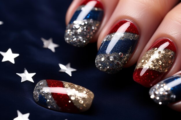 Photo american flaginspired nail art in celebration of generative ai