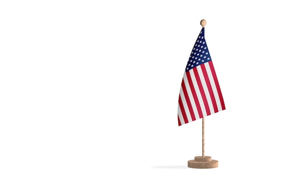 American flagpole with white space background image