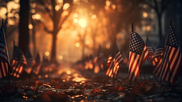 American Flags Draped Over Gravestones At Wallpaper