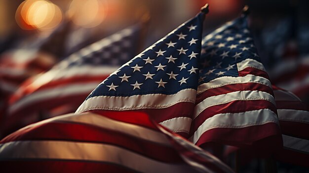 American Flags Waving In The Wind Memorial Wallpaper