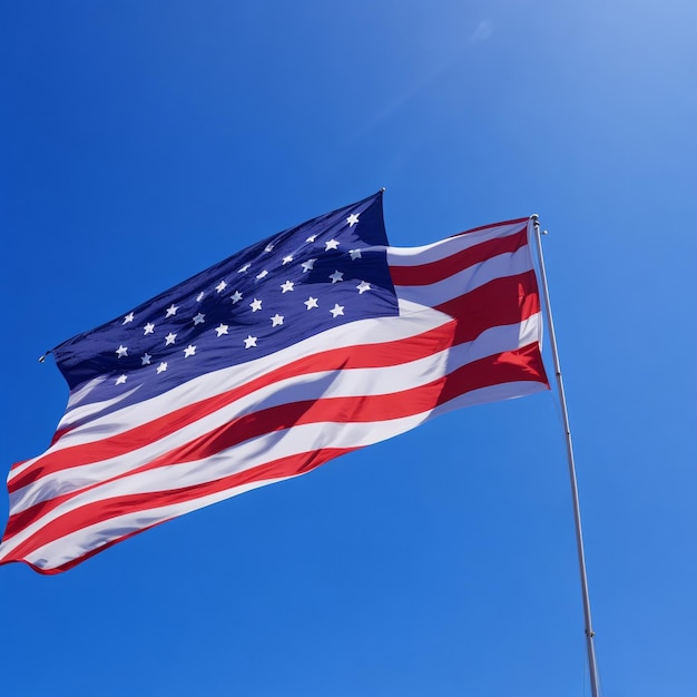 American fling flag on blue sky with white cloud