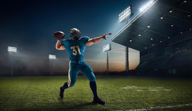 American football American football player in professional sport stadium