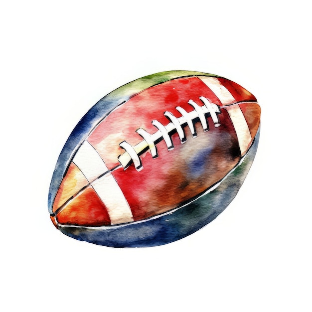 American football bal hand getekende aquarel illustratie van een voetbalbal.