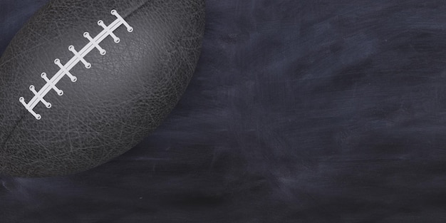 American football ball on a blackboard Super bowl 3d render