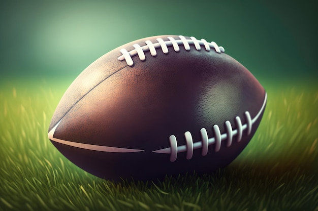 American football ball on the field