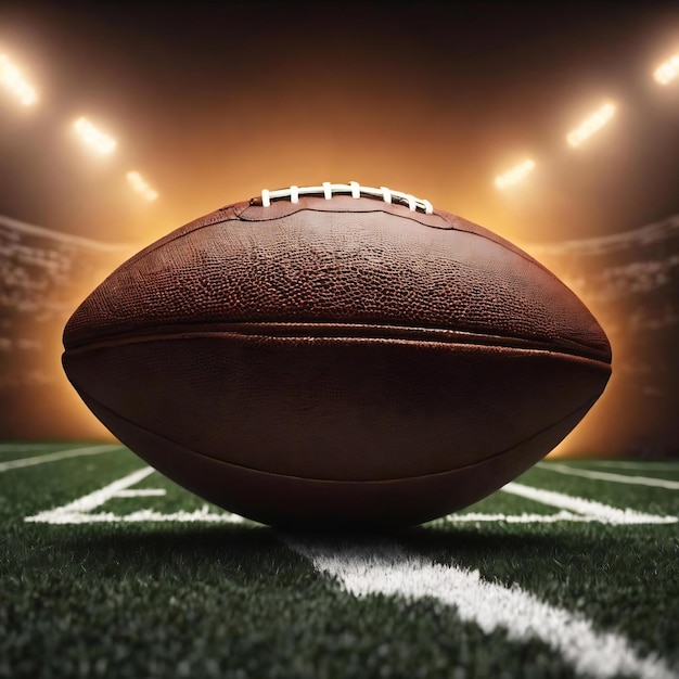 American football ball isolated on black background