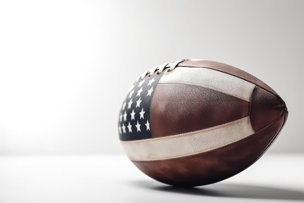 Foto pallone da football americano su sfondo bianco illustrazione digitale del concetto di sport ia generativa