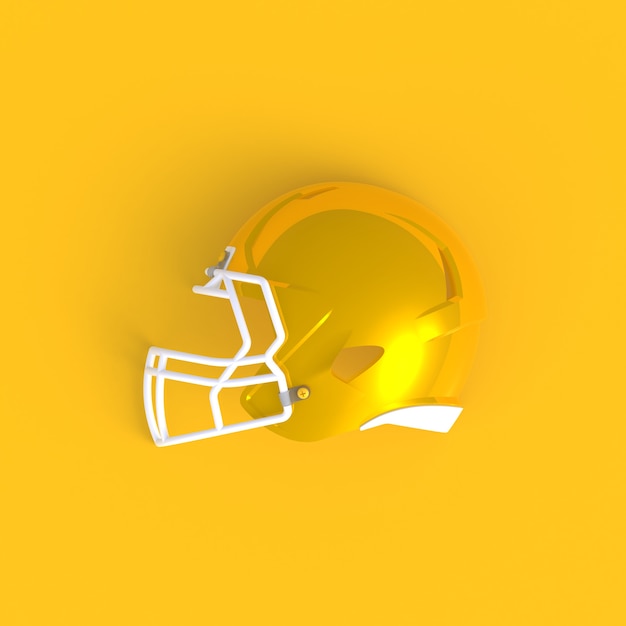 American football helmet abstract minimal yellow background, Sport concept