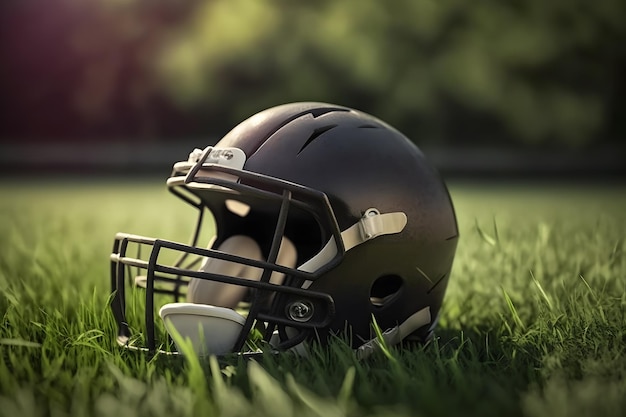 American football helmet on green grass Neural network AI generated art