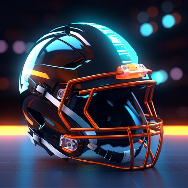 Photo an american football helmet with neon lights on it