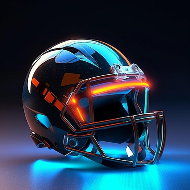 Photo an american football helmet with neon lights on it