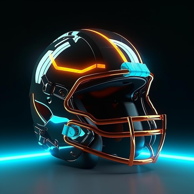 Photo an american football helmet with neon lights on it