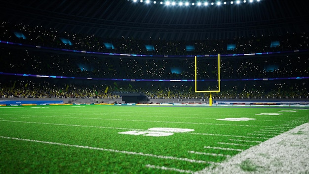 American football nacht stadion met fans verlicht door schijnwerpers wachten op de wedstrijd
