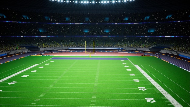 American football nacht stadion met fans verlicht door schijnwerpers wachten op de wedstrijd