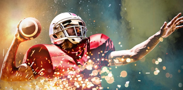 american football player against splashing of powder