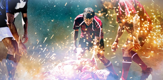 American Football Player against splashing of powder