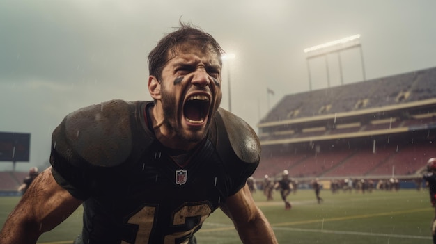 写真 勝利とタッチダウンを祝うアメリカンフットボール選手 nfl での感動的な祝賀