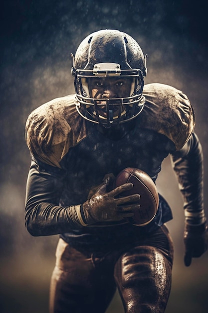 Photo american football player holdng a ball created with generative ai