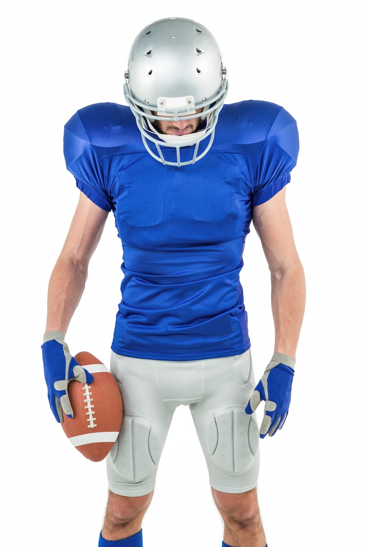 Photo american football player looking down