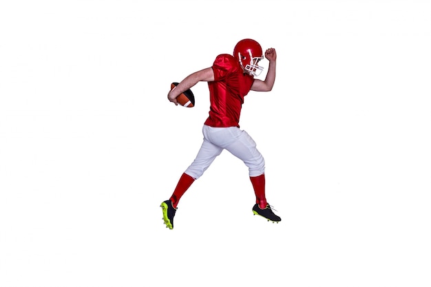 Photo american football player running with the ball