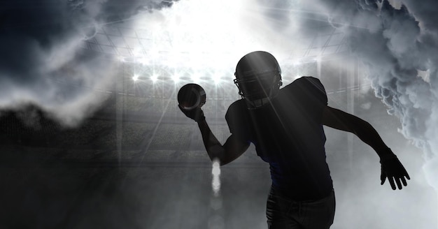 Photo american football player shadow