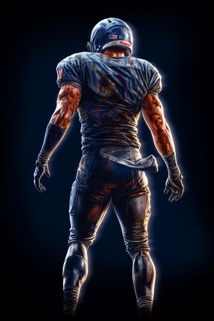 American Football Player Standing In Cinematic Lighting