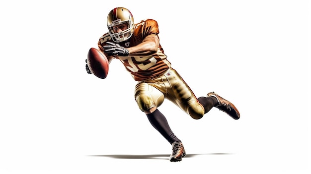 An american football player with a gold jersey and number 10 on his jersey.