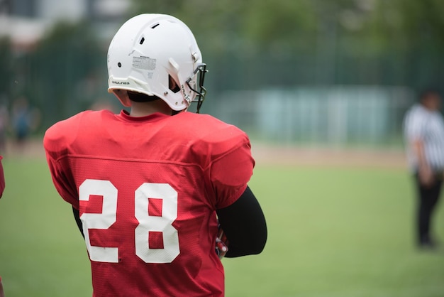 American football players in action