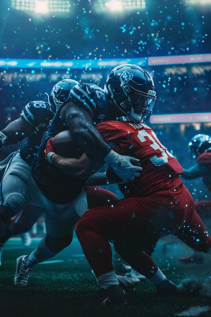 Photo american football players on the field generative ai