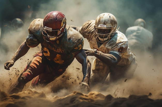 American football players on the playing field Generative Ai