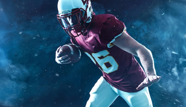 American football speler banner sjabloon voor bookmaker advertenties met copy space mockup voor weddenschappen