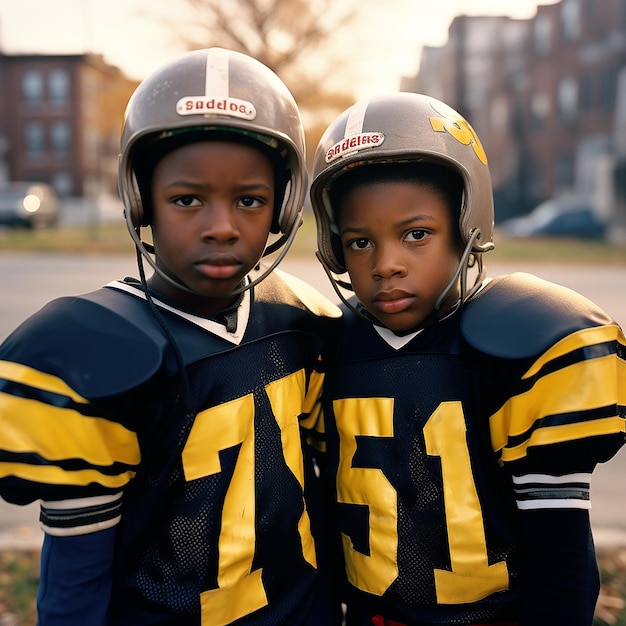 American football spelers in uniformen