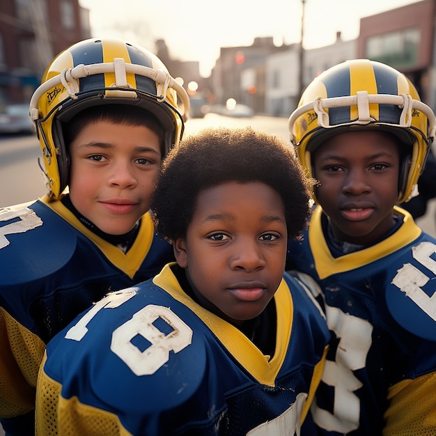 American football spelers in uniformen