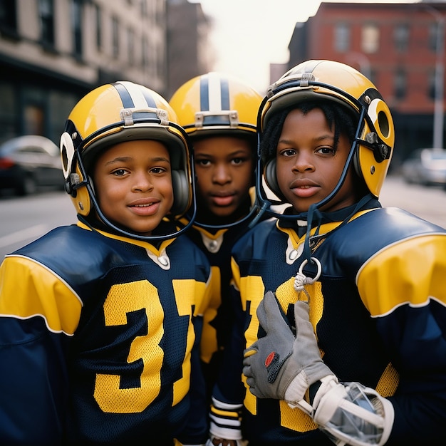 American football spelers in uniformen