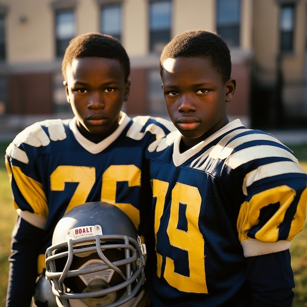 American football spelers in uniformen