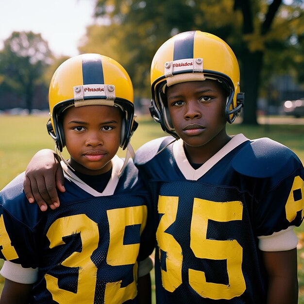 American football spelers in uniformen