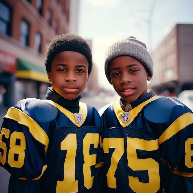 American football spelers in uniformen