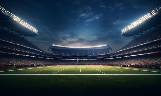 Foto american football stadion 's nachts ai generatief ontwerp