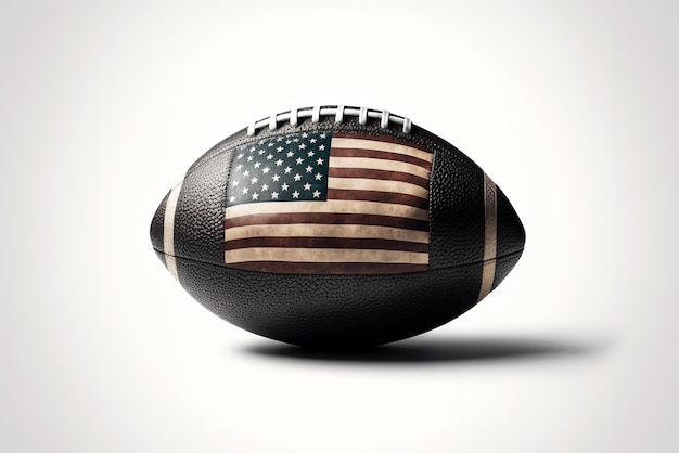 Photo american football with flag of the usa on white background generative ai